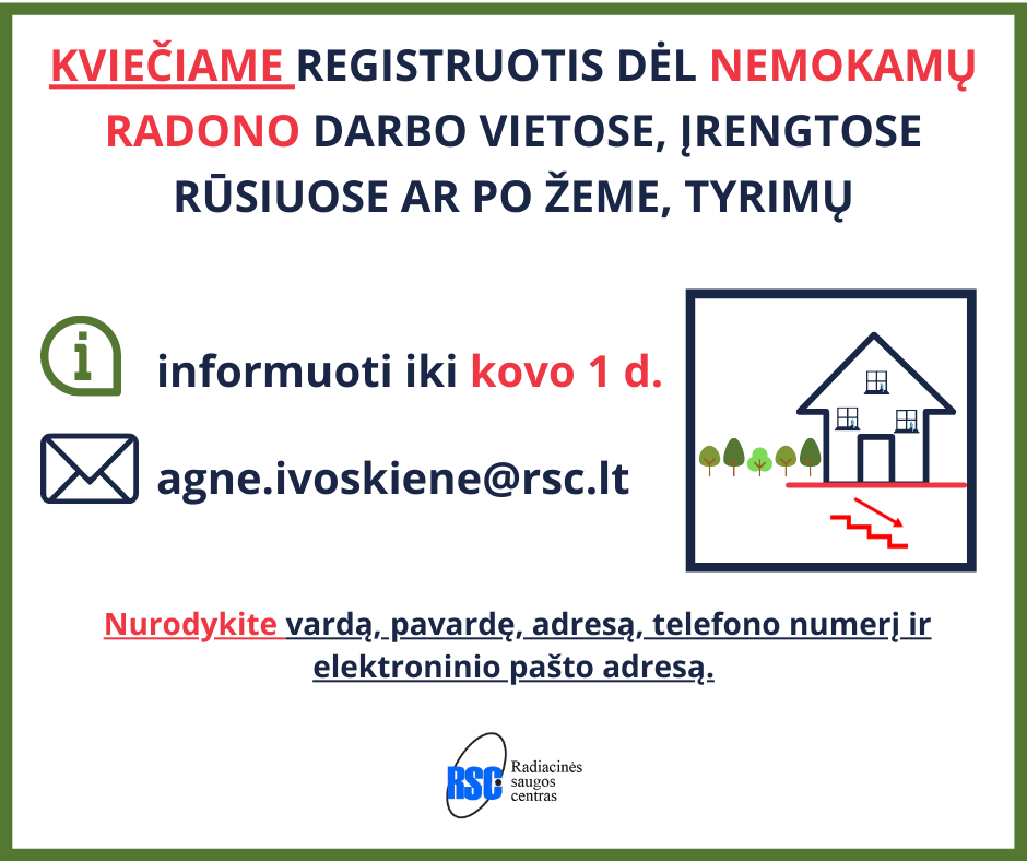 Kvietimas registruotis nemokamam radono tyrimui