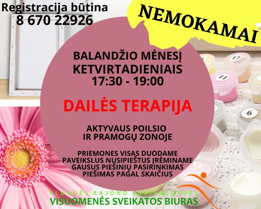 dailės terapijos užsiėmimai balandžio mėnesį