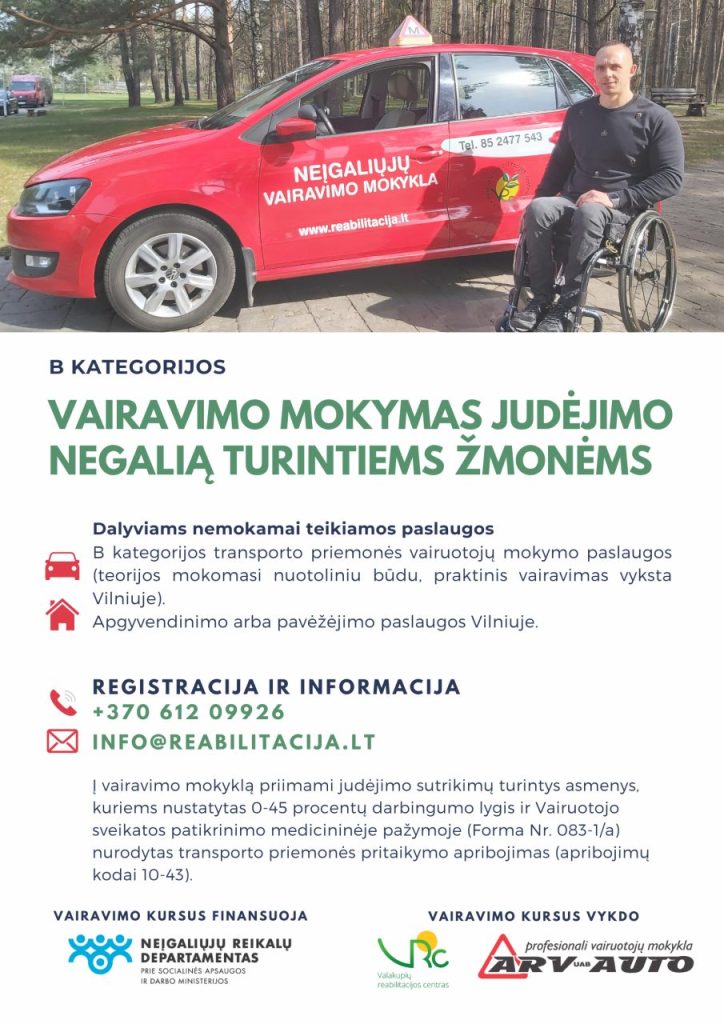 neįgaliųjų vairavimo mokyklos informacija