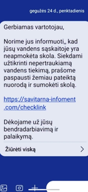 Telefoninių sukčių žinutė